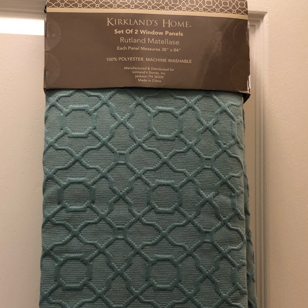 Teal/Peacock Blue Matellase Window Panels (two)